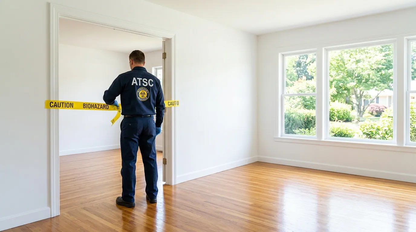 Certified biohazard cleanup crew performing Trauma Scene Cleanup in Roselle Park